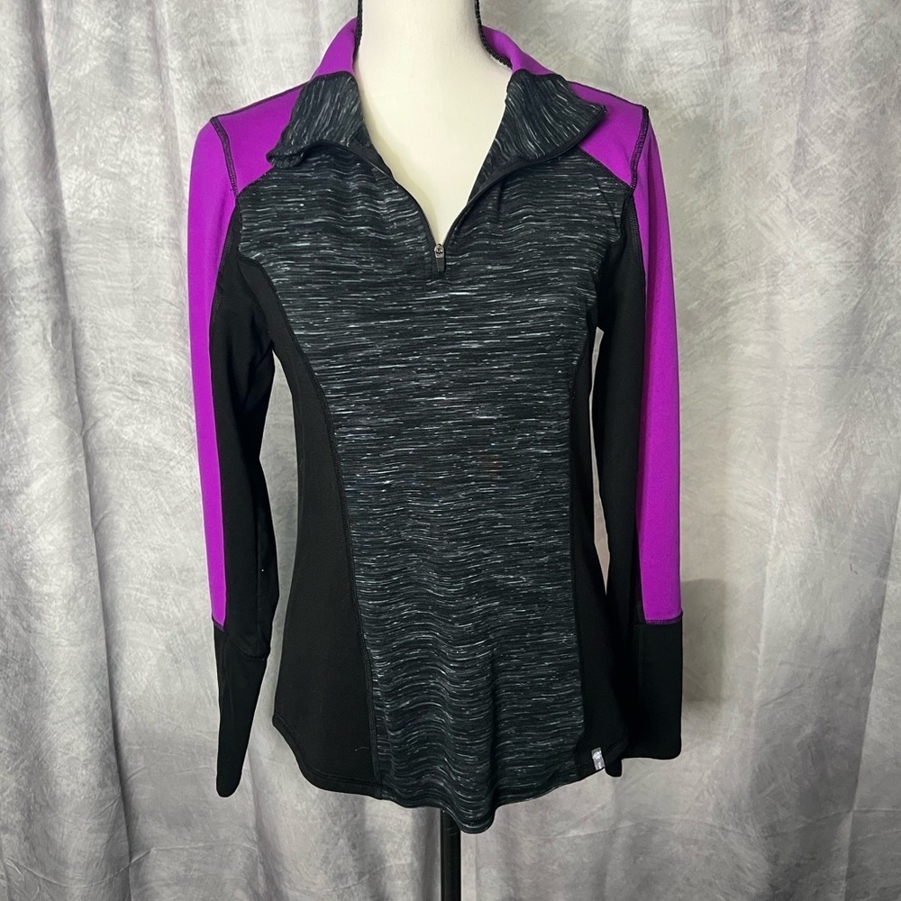 90 Degree by Reflex Active Life Black, Plum & Heather Gray Long Sleeve 1/4 Zip - Picture 7 of 16